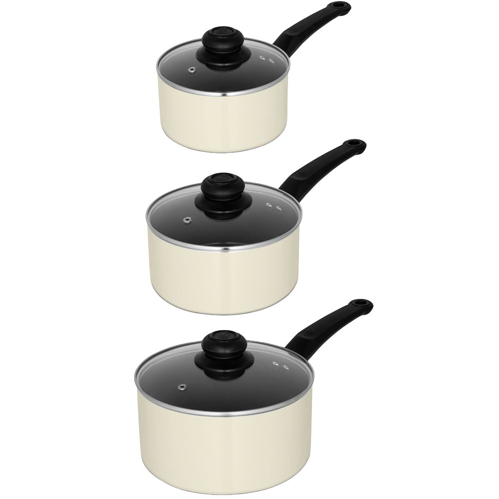 Swan Townhouse 3 Piece Cream Saucepan Set Image 1