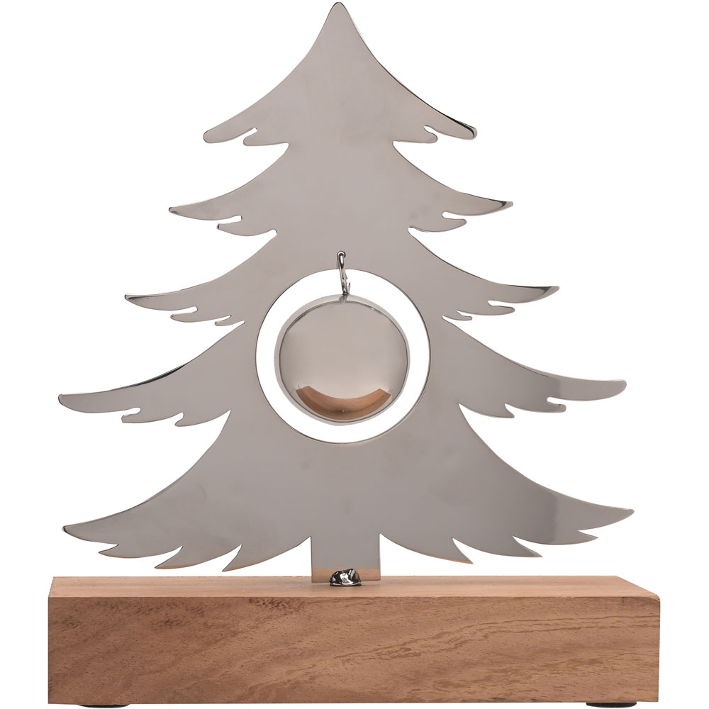 The Christmas Gift Co Silver Christmas Tree with Bauble Image 3