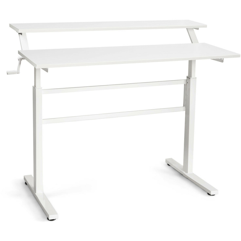 Costway 2 Tier Height Adjustable Standing Desk White Image 2
