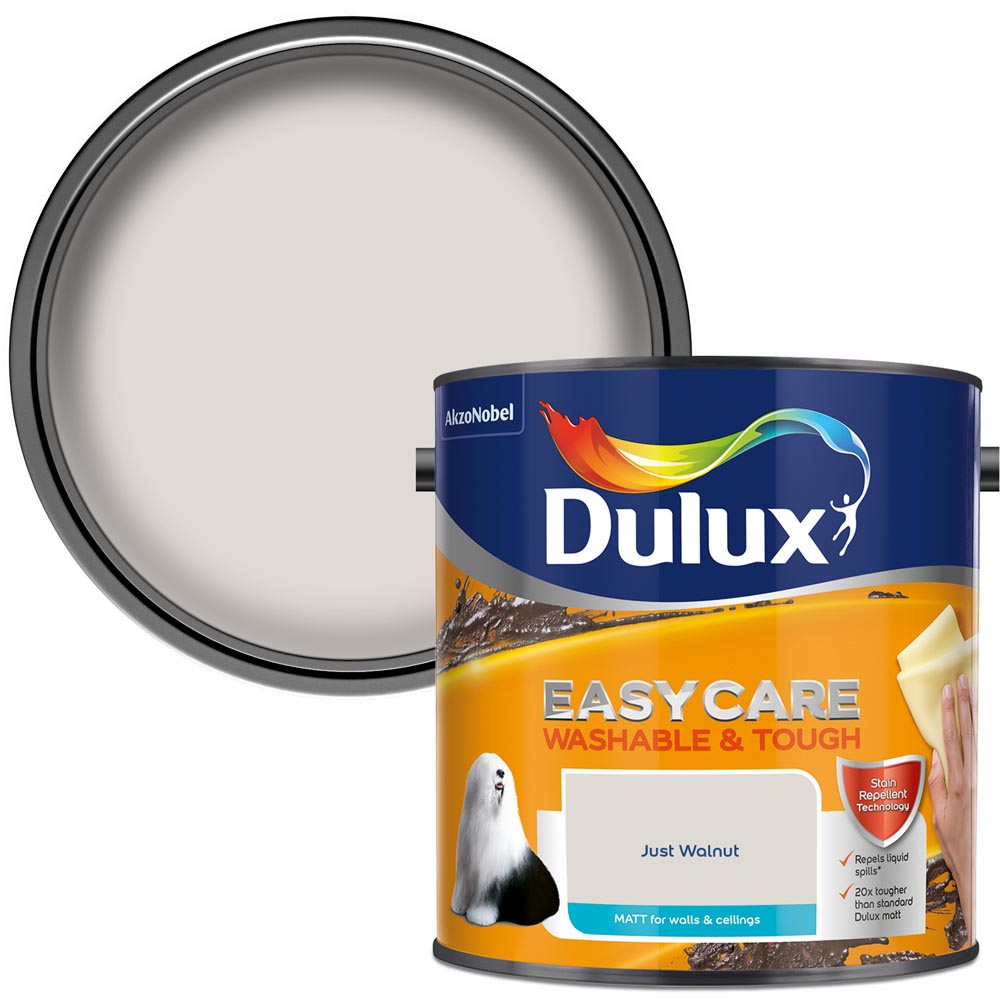 Dulux Easycare Washable & Tough Walls & Ceilings Just Walnut Matt Emulsion Paint 2.5L Image 1