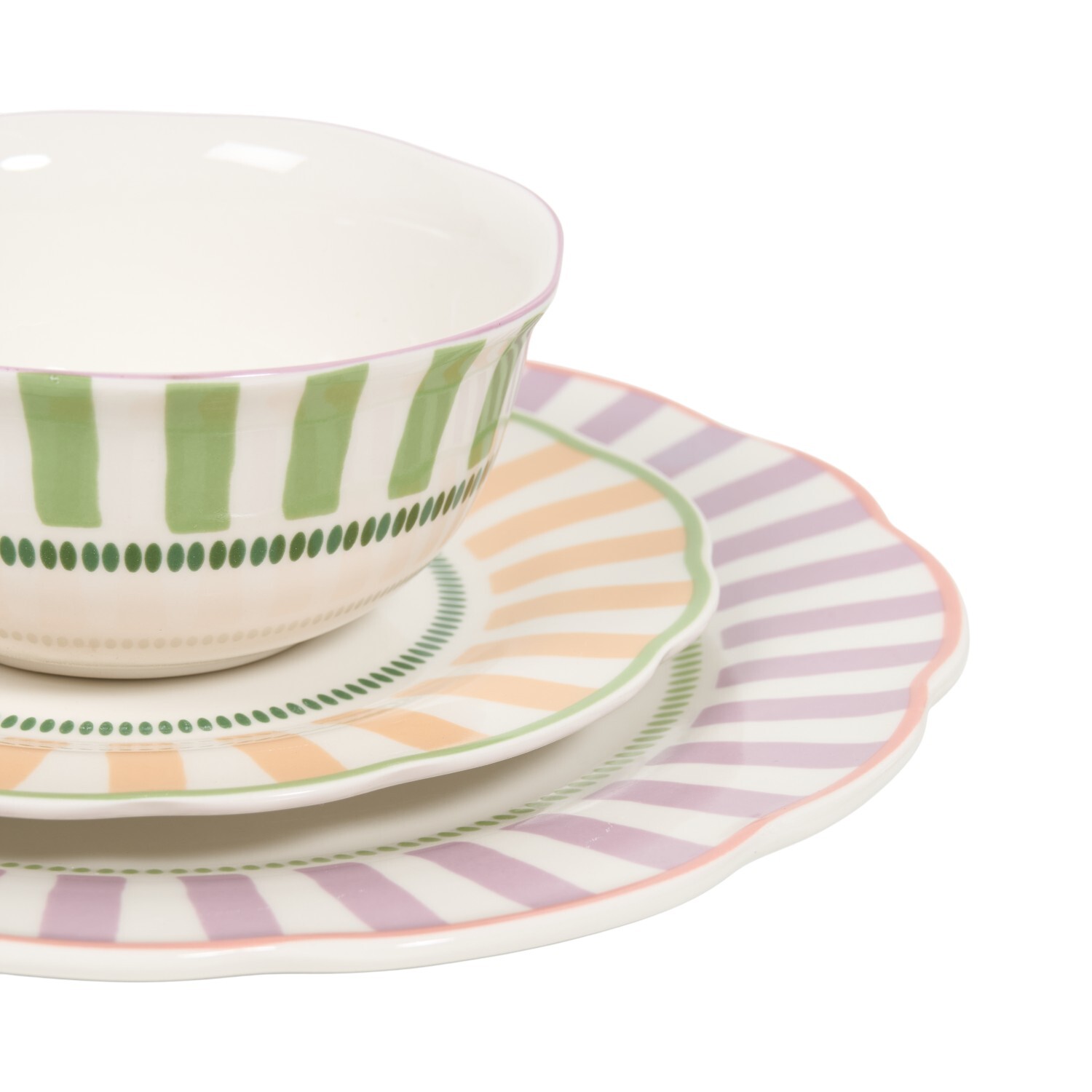 12 Piece Candy Stripes Dinner Set Image 1