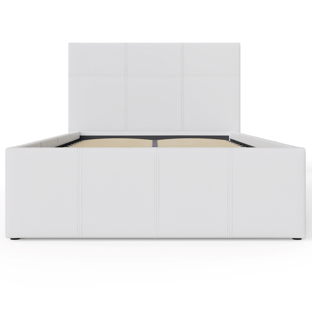 GFW Single White Faux Leather End Lift Ottoman Bed with Bonnell Mattress Image 6