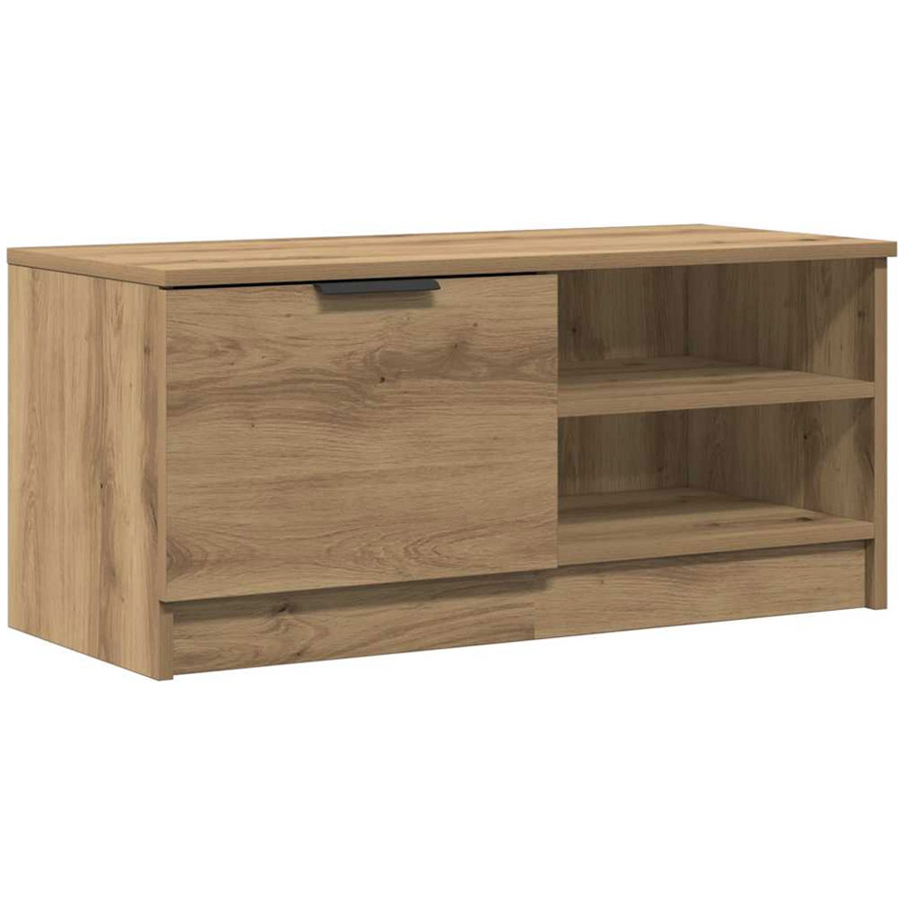 vidaXL Single Door 2 Open Shelf Artisan Oak TV Cabinet Image 2