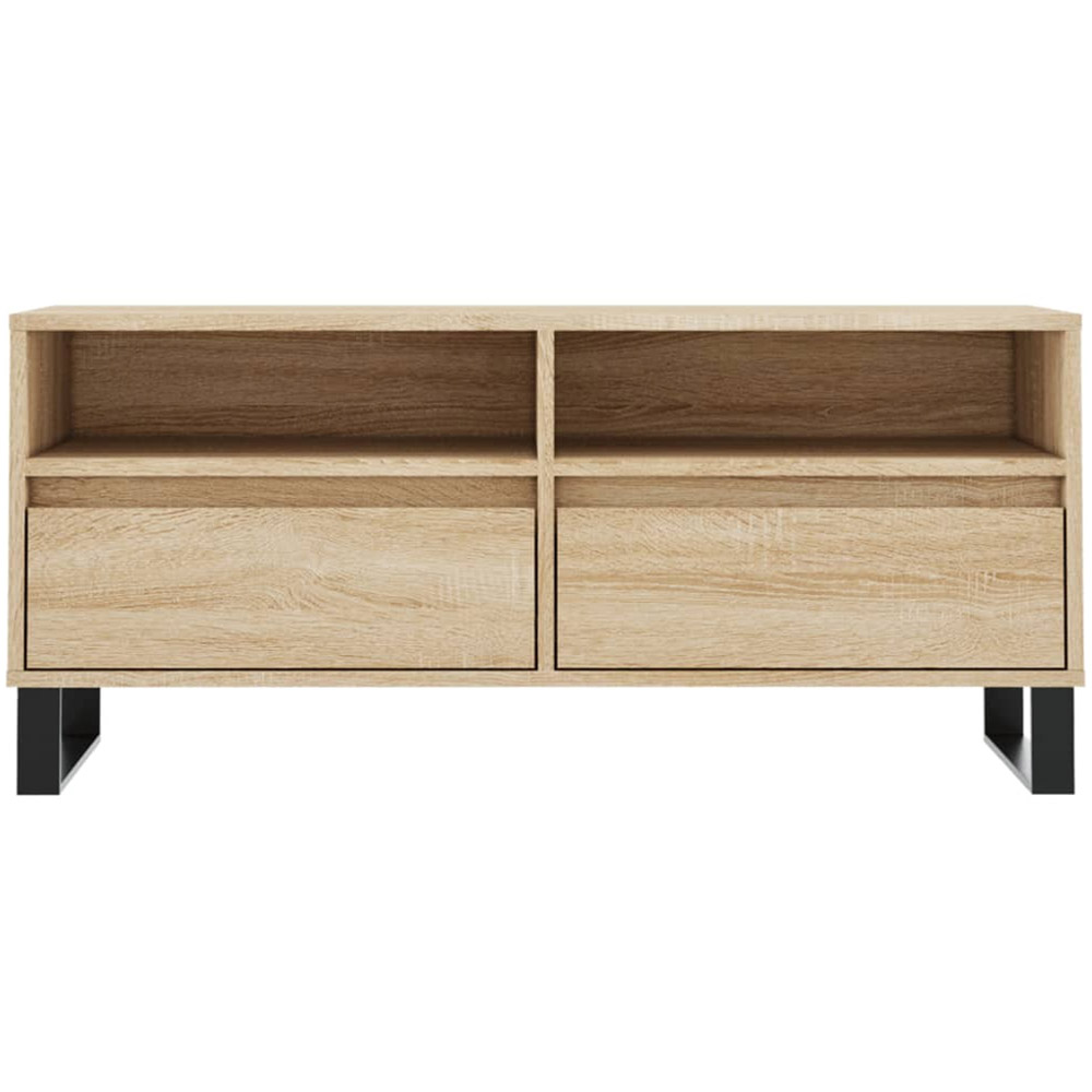 vidaXL 6 Open Shelf White TV Cabinet with Black Legs Image 4