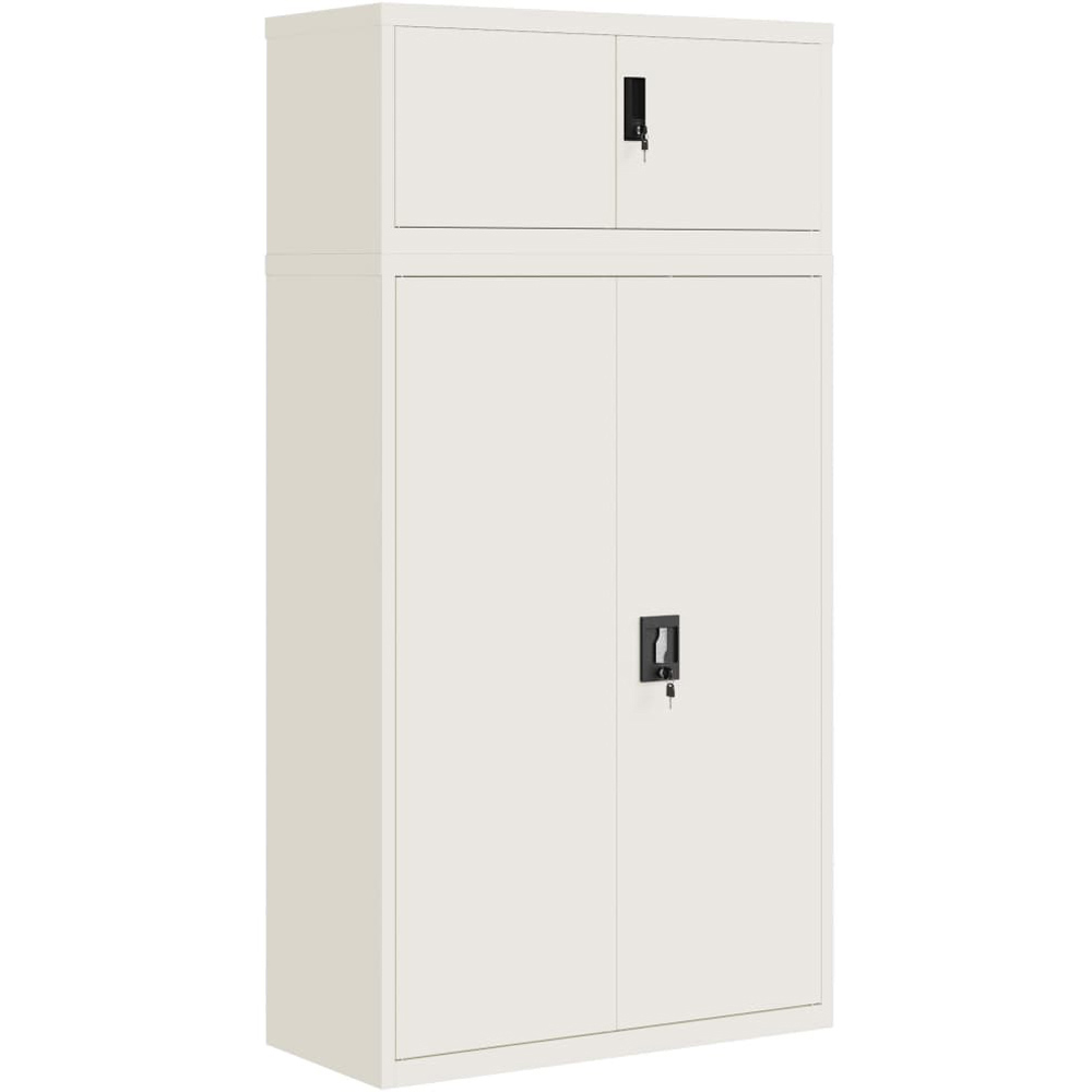 vidaXL 2 Door White Steel Filing Cabinet Set of 2 Image 2