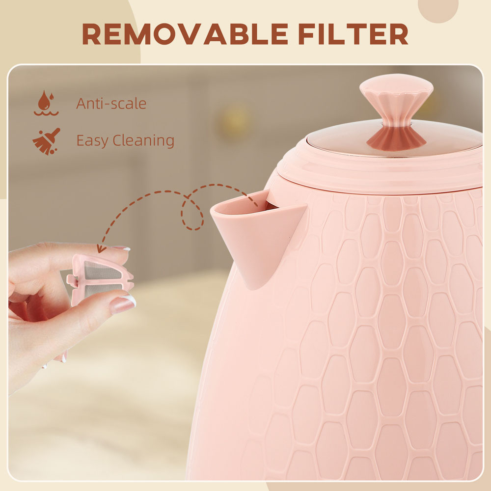 HOMCOM 800-206V70PK Light Pink 1.7L Fast Boil Electric Kettle 3kW Image 7