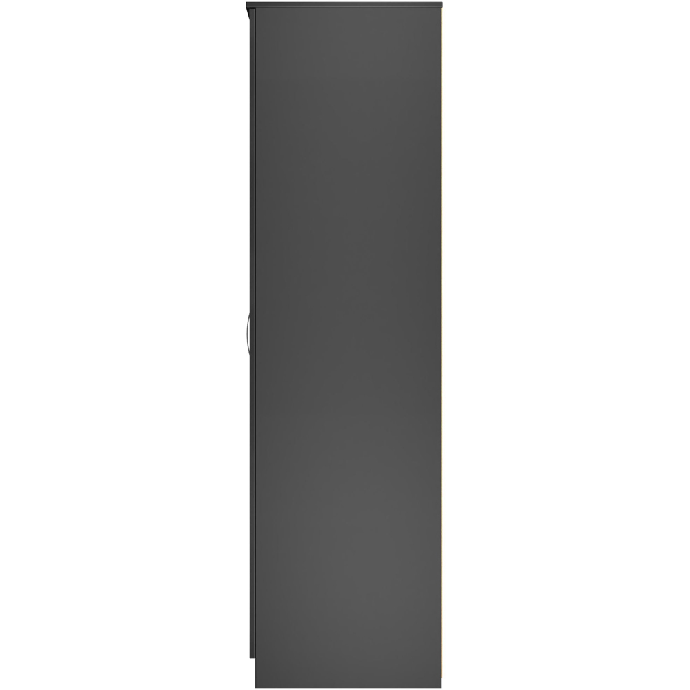 Crowndale Avon 3 Door 2 Drawer Matt Black Mirrored Wardrobe Ready Assembled Image 3