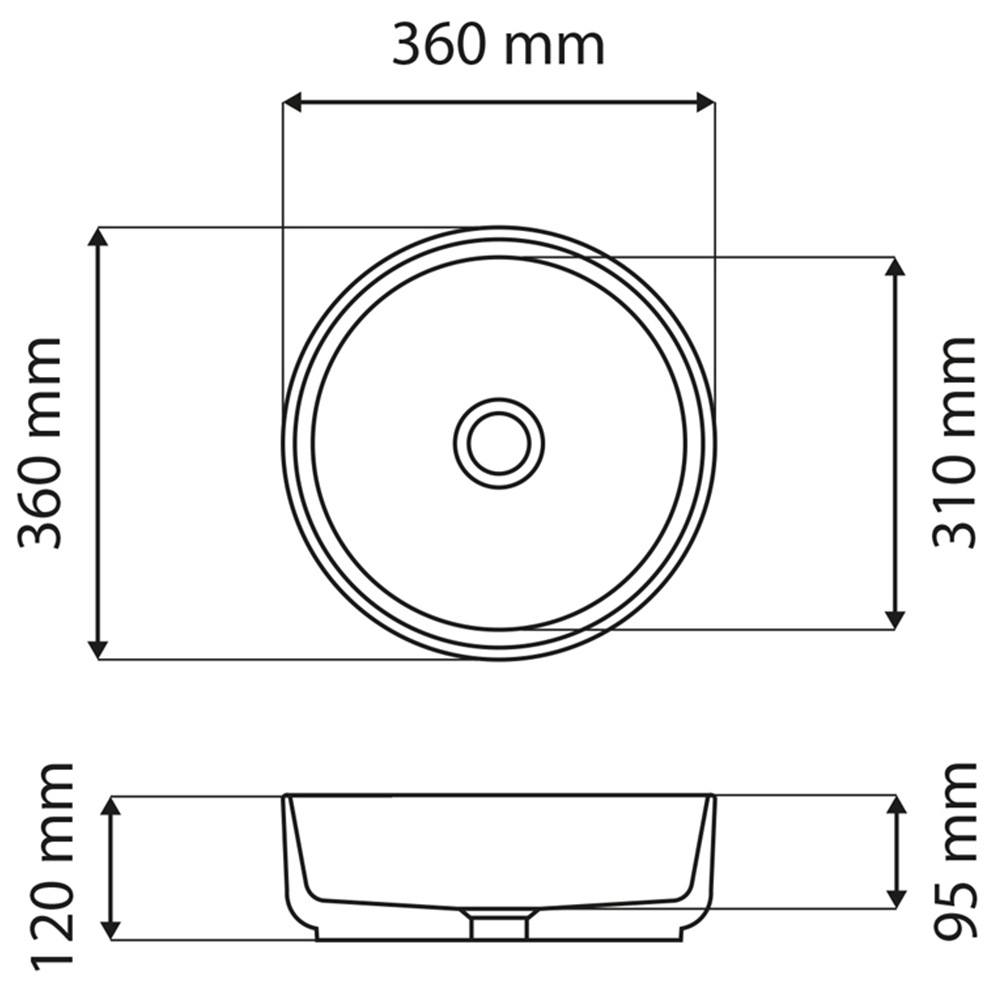 Limoge 7844 Yellow Ceramic Vert Round Countertop Basin 35cm Image 3