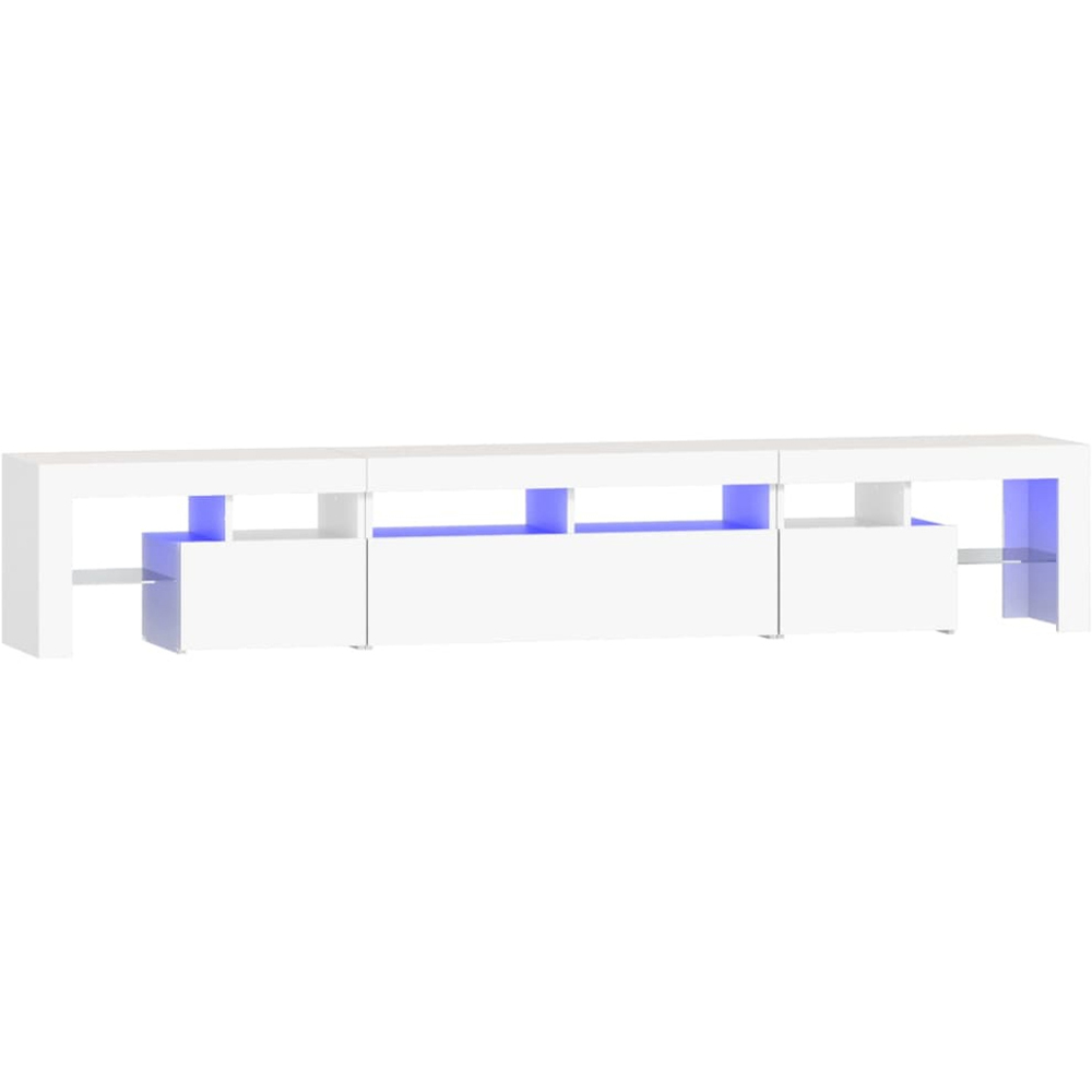 vidaXL 3 Door 6 Shelf White TV Cabinet with LED Lights Image 2