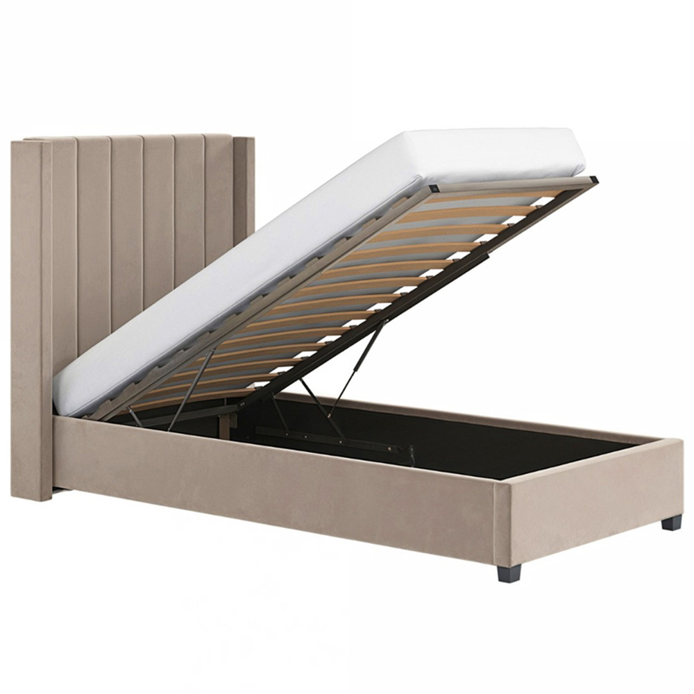 Flair Tiggy Single Beige Velvet Ottoman Bed Image 3