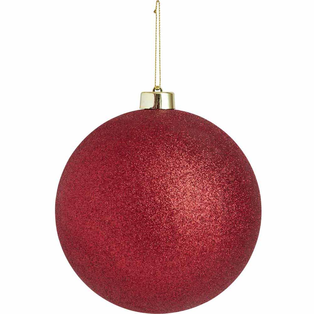 Wilko Traditional Red Glitter Christmas Baubles 140mm 6 Pack Wilko