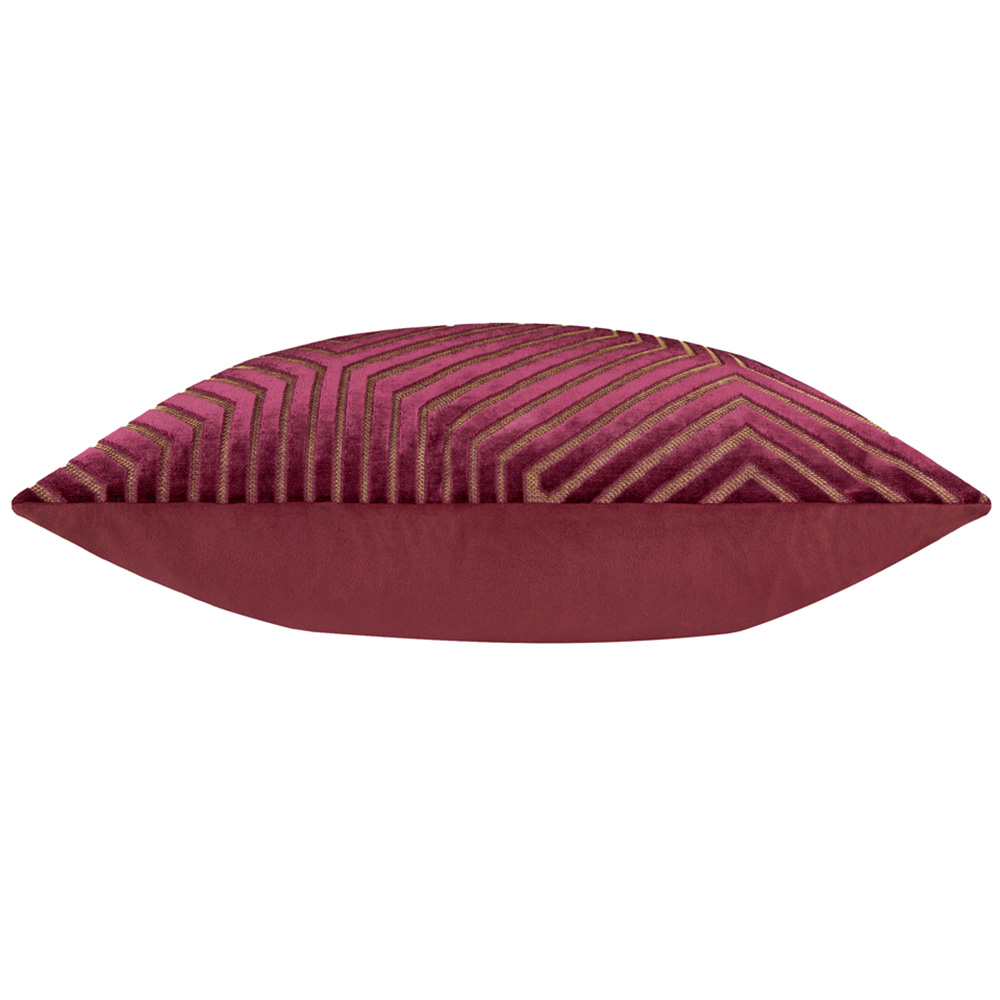 Paoletti Evoke Burgundy Cut Velvet Cushion 55 x 55cm Image 4
