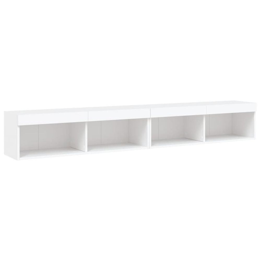 vidaXL 2 Shelf White Wall Mounted LED TV Cabinet Set of 2 Image 2