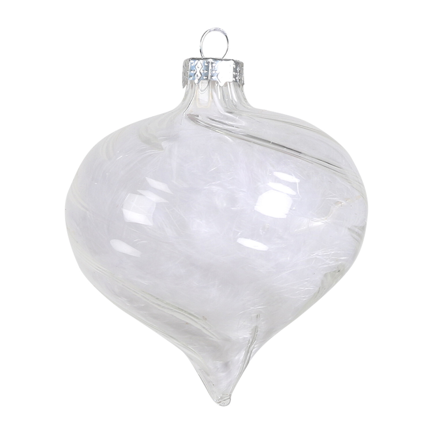 Feather Clear Glass Bauble - White Image 1