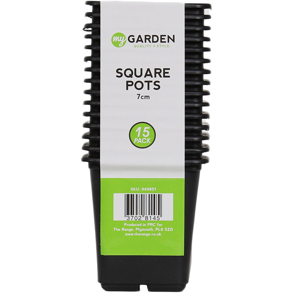 My Garden Black Square Plant Pots 15 Pack Image 1