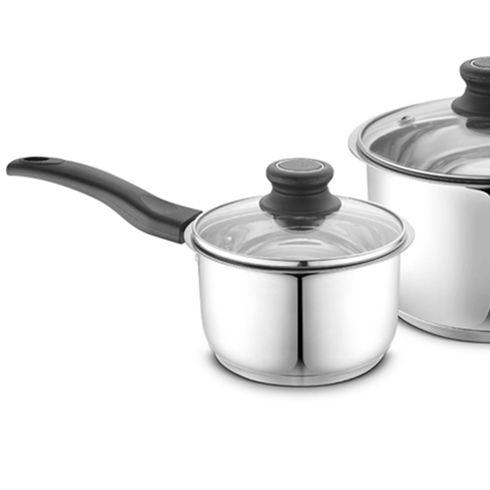 Highlands Homeware Stainless Steel Saucepan with Glass Lid 3 Pack Image 2