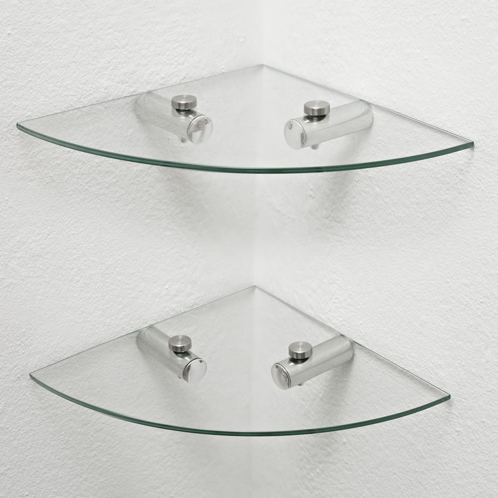 Wilko Glass Corner Shelves 2pk Image