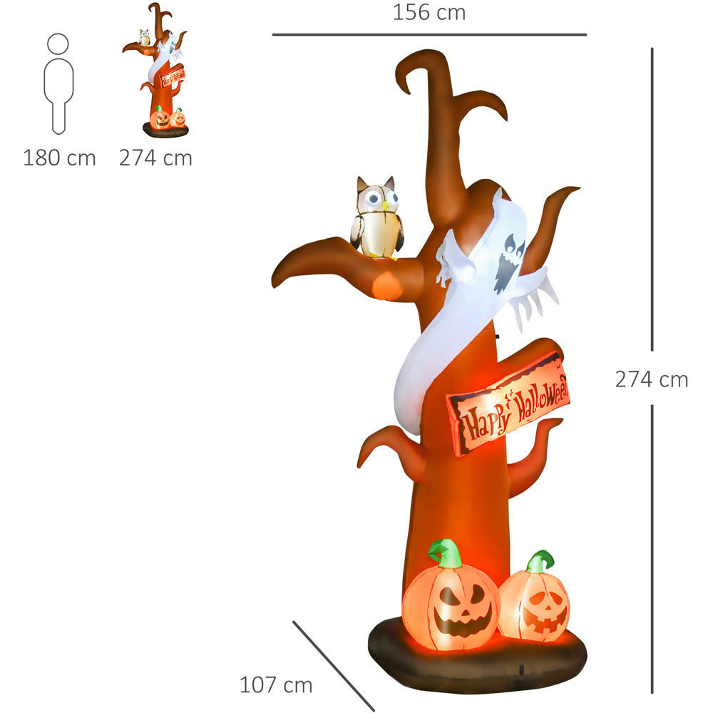 HOMCOM Halloween Inflatable Tree with Ghost and Pumpkin 9ft Image 9