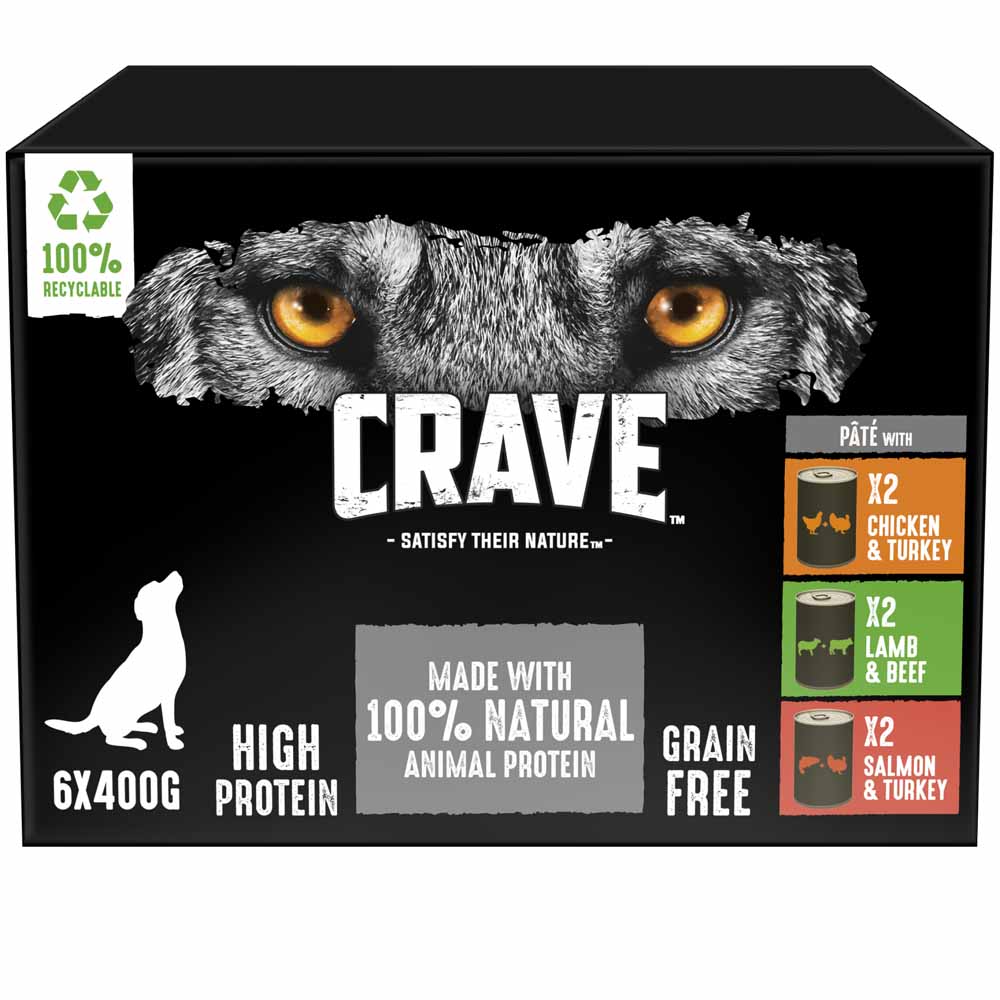 Crave Tin Mixed in Pate Dog Food 6 x 400g Image 1