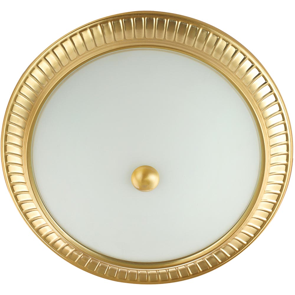 Happy Homewares Traditional Brushed Gold Flush Ceiling Light with Opal Glass Diffuser Image 5