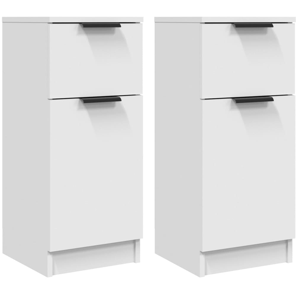 vidaXL Single Door Single Drawer White Sideboard Set of 2 Image 2