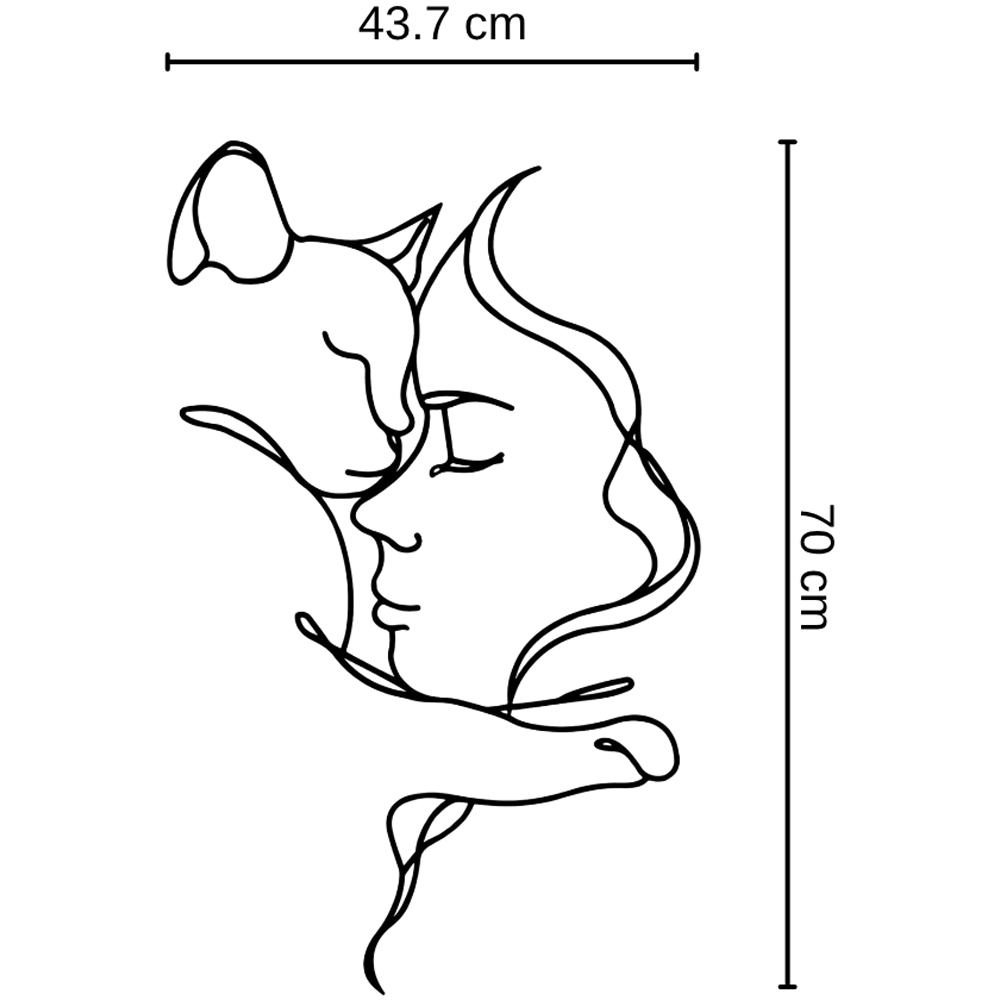 Decortie Minimalist Woman and Cat Metal Line Art Wall Decor Image 5