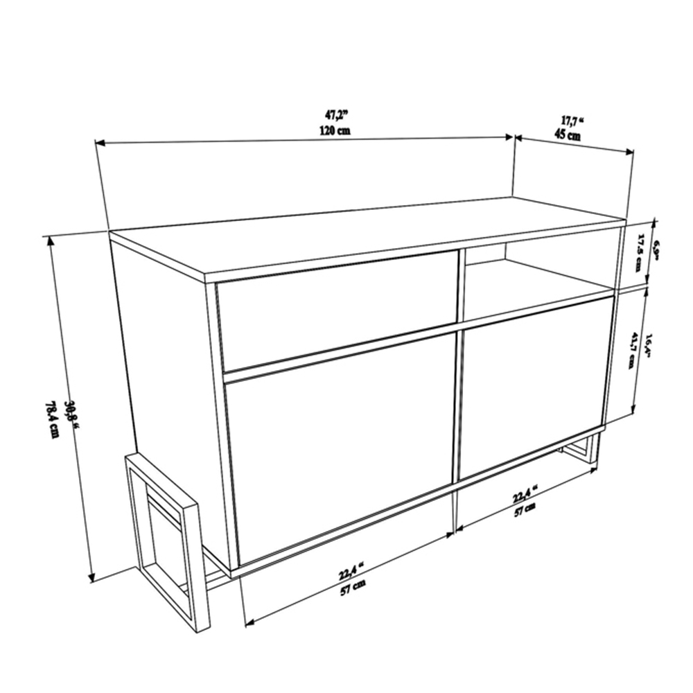 Decorotika Utopie 3 Door Singe Shelf Black and Green Modern Storage Cabinet Image 8