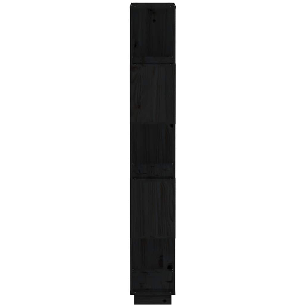 vidaXL 5 Shelf Black Solid Pine Wood Bookcase Image 5