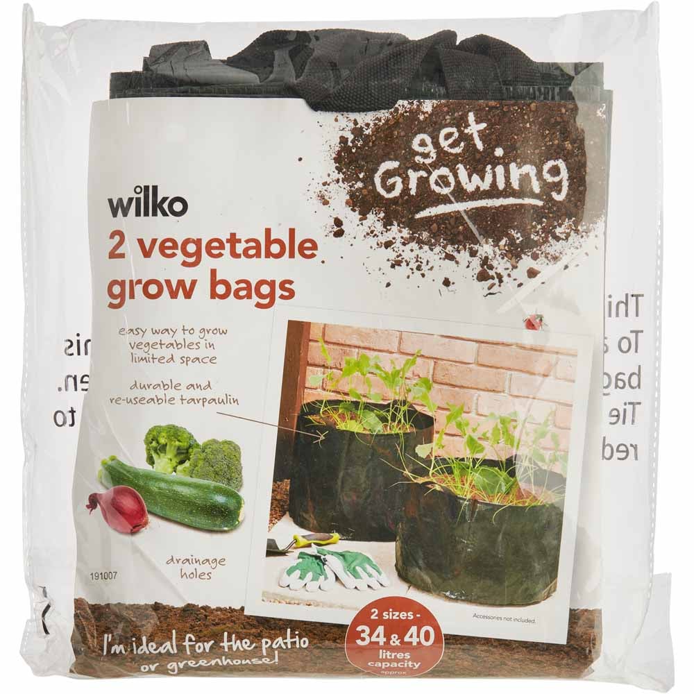 Wilko Vegetable Grow Bag 34L and 40L 2 Pack Image 1