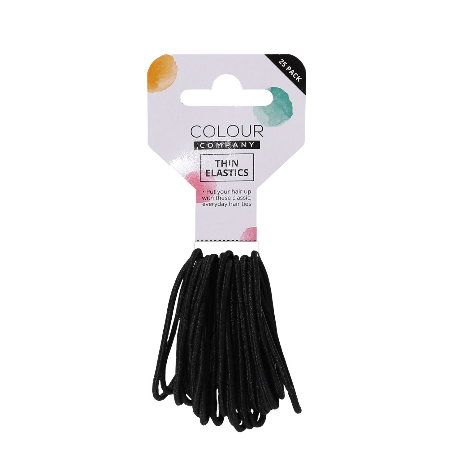 Pack of 25 Thin Elastic Hairbands - Black Image