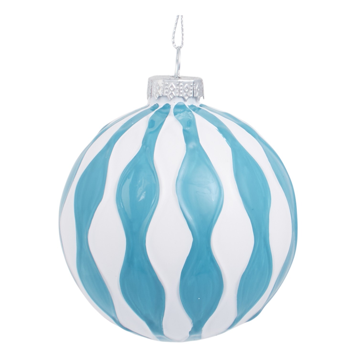 White and Blue Geometric Bauble Image 2