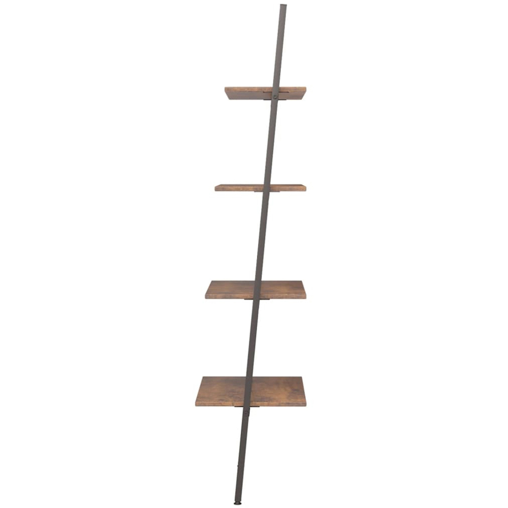 vidaXL 4-Tier Dark Brown and Black Tall Leaning Shelf Image 4