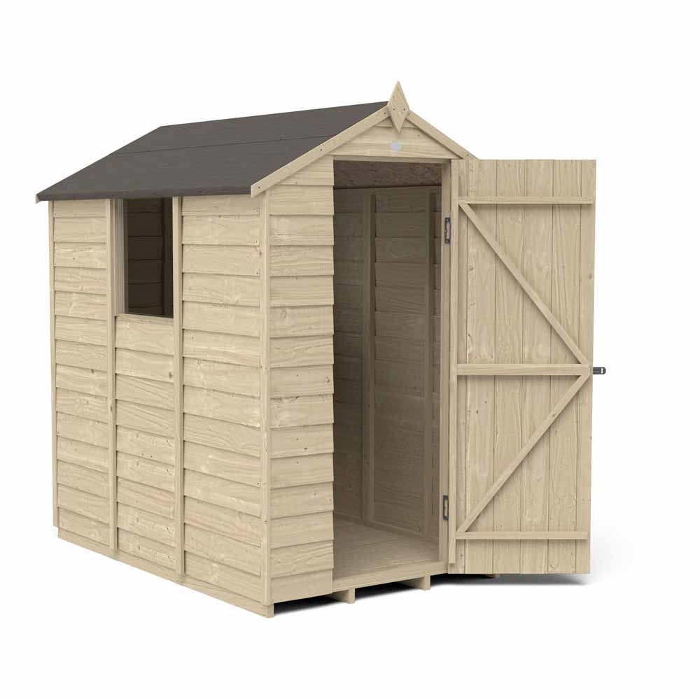 Forest Garden 6 x 4ft Overlap Pressure Treated Apex Shed with Window Image 4