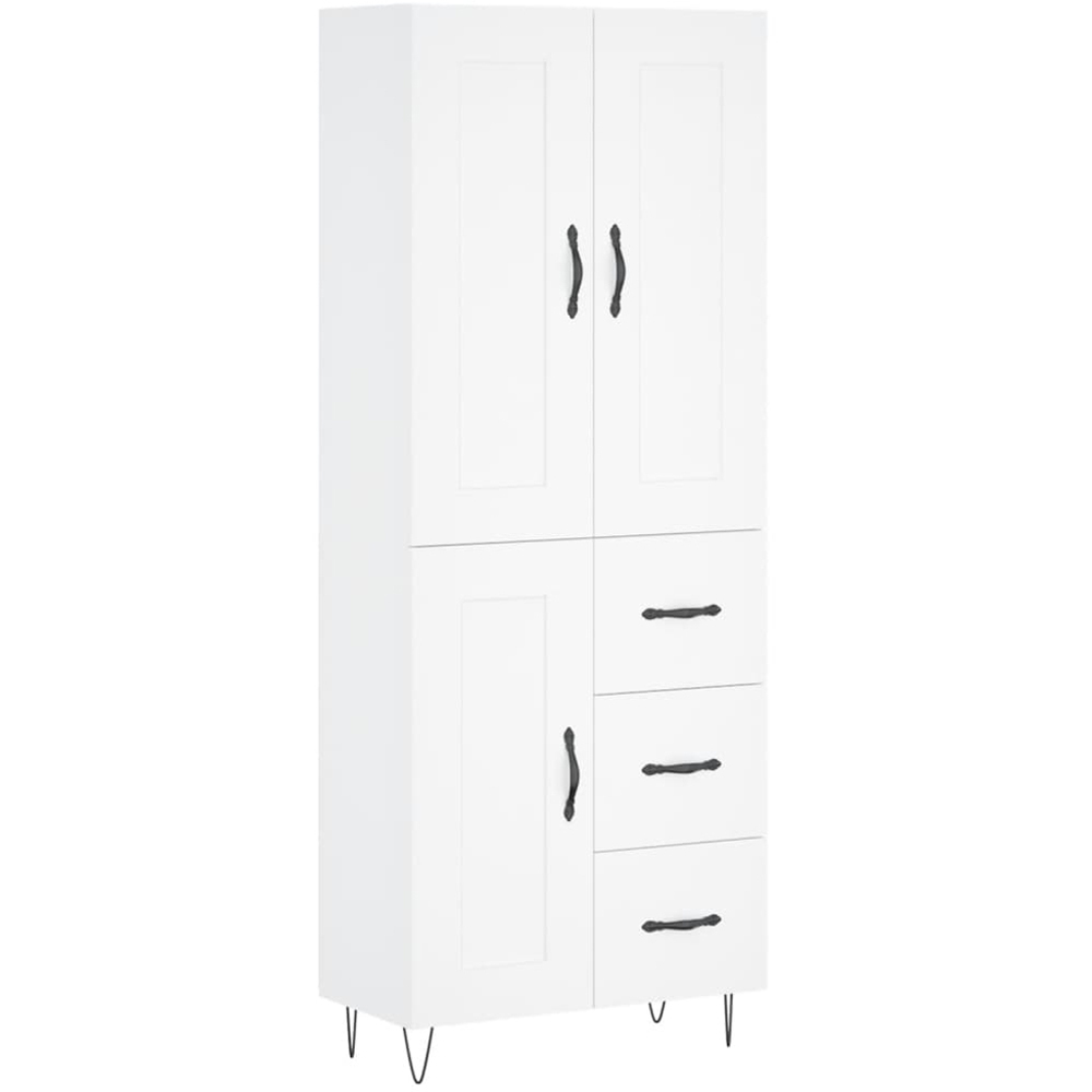 vidaXL 3 Door 3 Drawer White Highboard with Black Handles Image 2