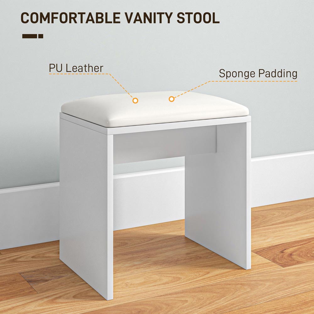 Portland Single Drawer Single Door 3 Shelf White Dressing Table Set with Mirror Image 7