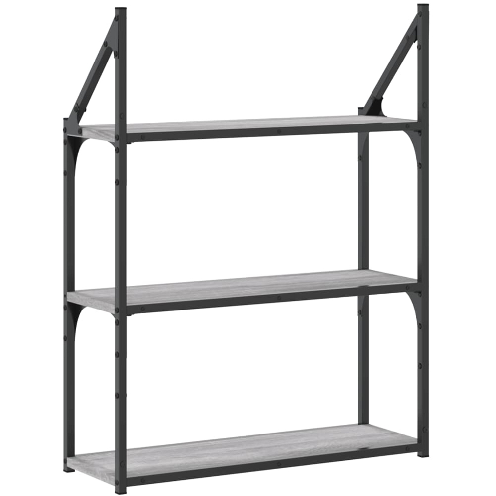 vidaXL 60 x 21 x 78.5cm 3-Tier Grey Wall Shelf Image 4