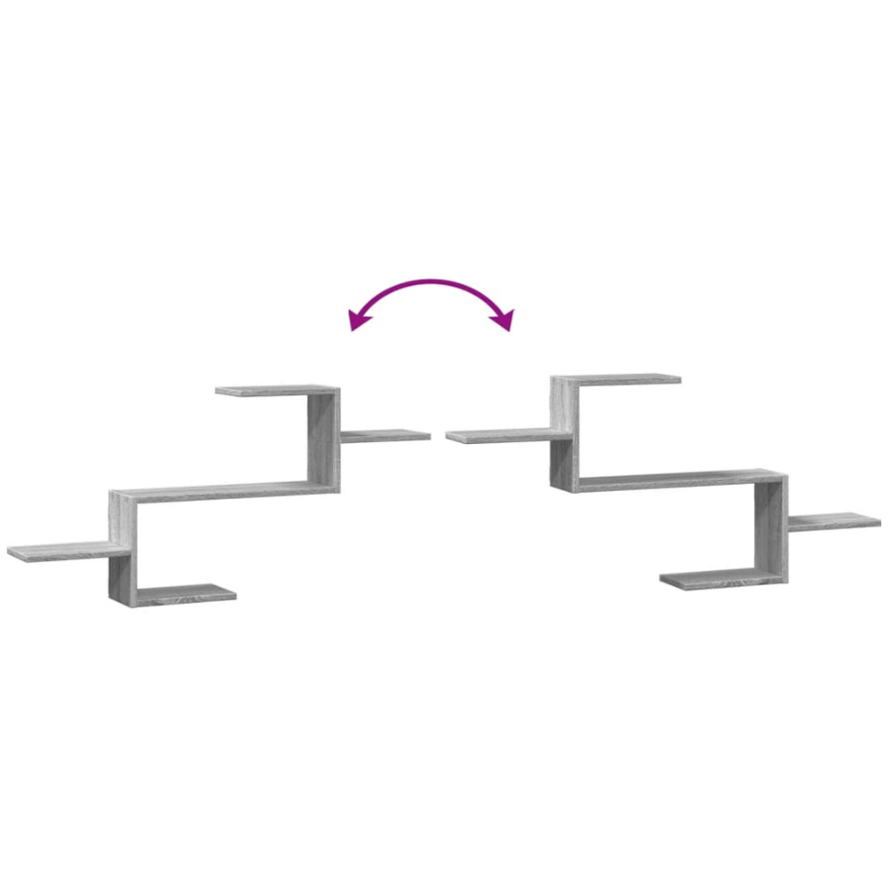 vidaXL 104 x 15 x 49cm Grey Sonoma Oak Wall Shelf Image 6