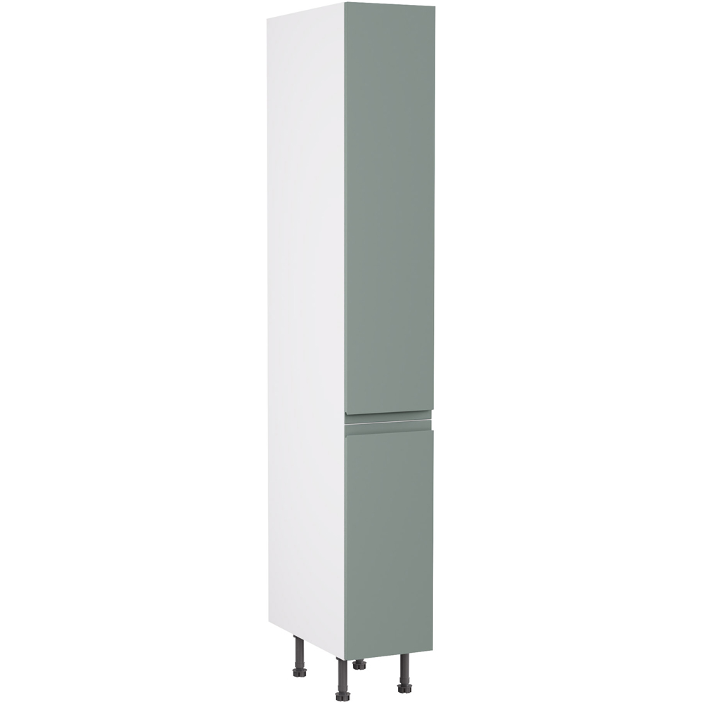 Kitchen Kit J-Pull Matt Sage Green Larder Cabinet Flatpack 300mm Image 1