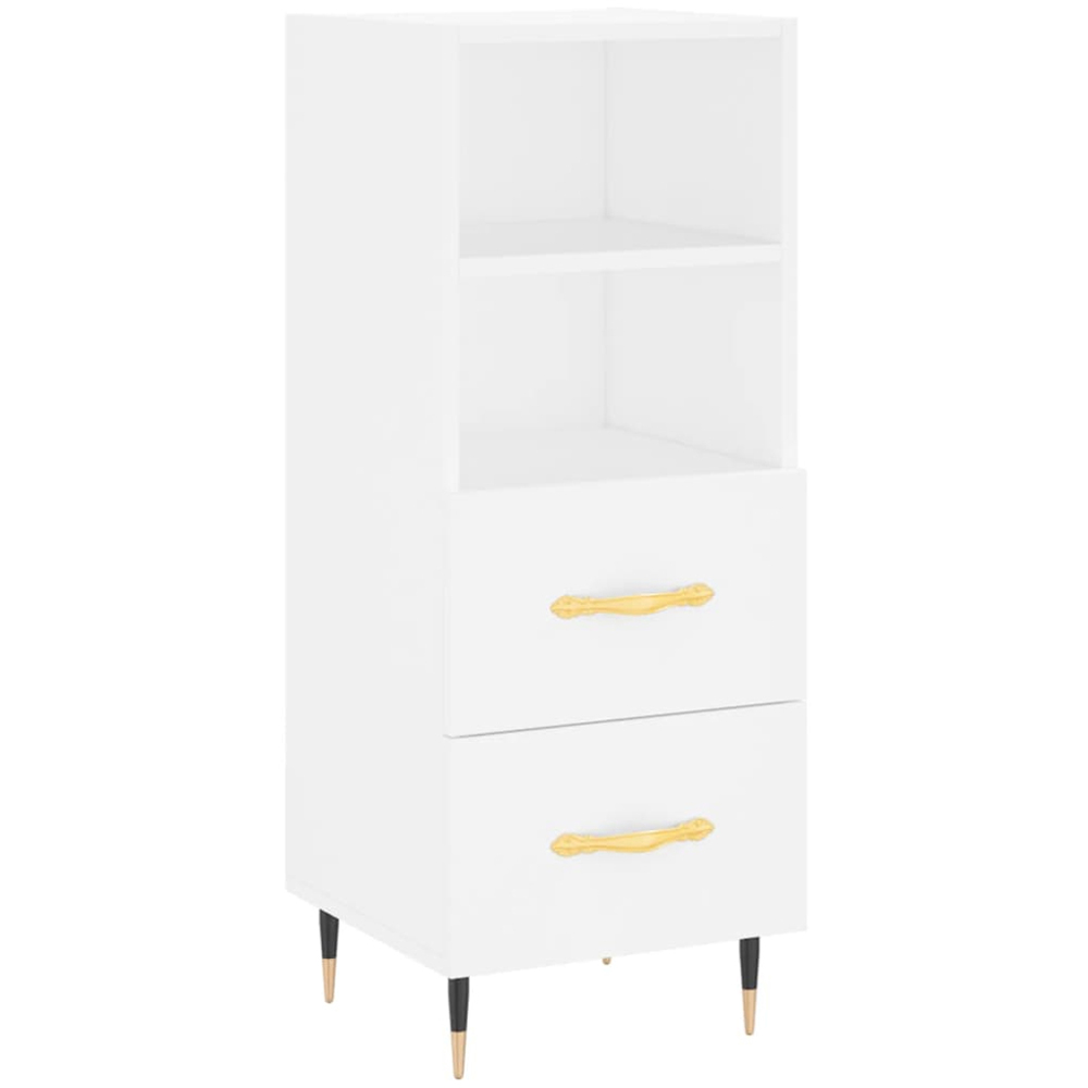 vidaXL 2 Drawer 2 Shelf White Sideboard Image 2