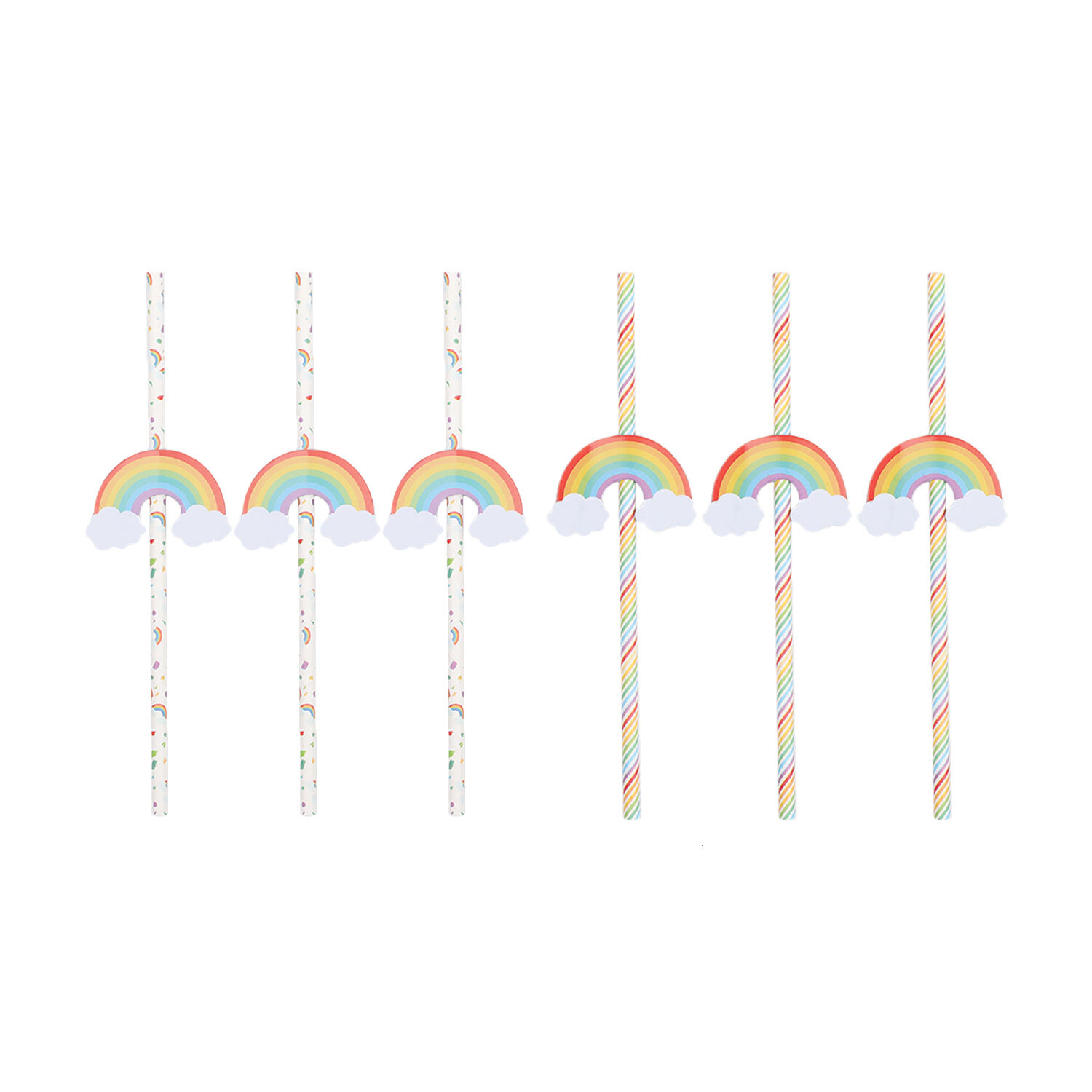 Pack of Six Rainbow Paper Straws Image 1