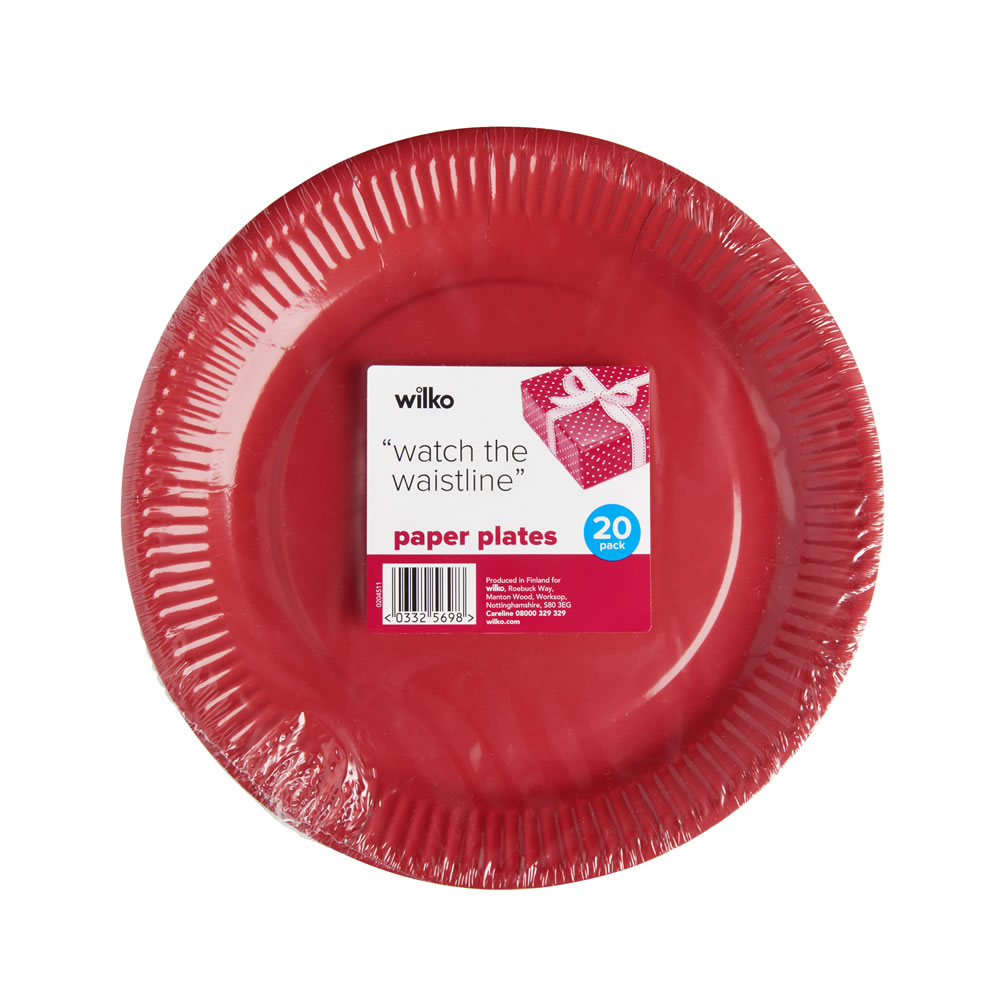 Wilko Red Paper Plates 20 Pack Image