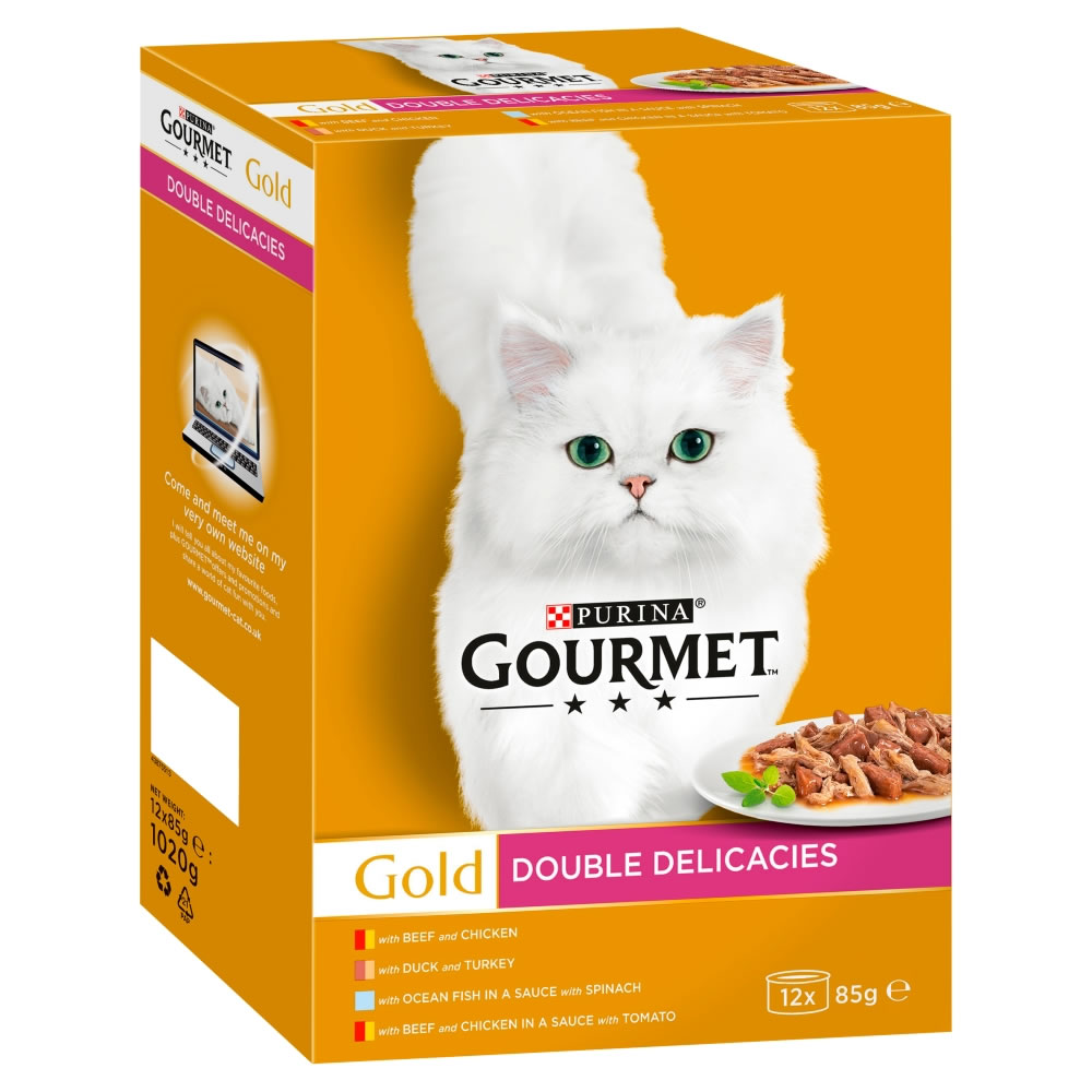 Gourmet Gold Double Delicacies Adult Tinned Cat Food 12 x 85g | Wilko