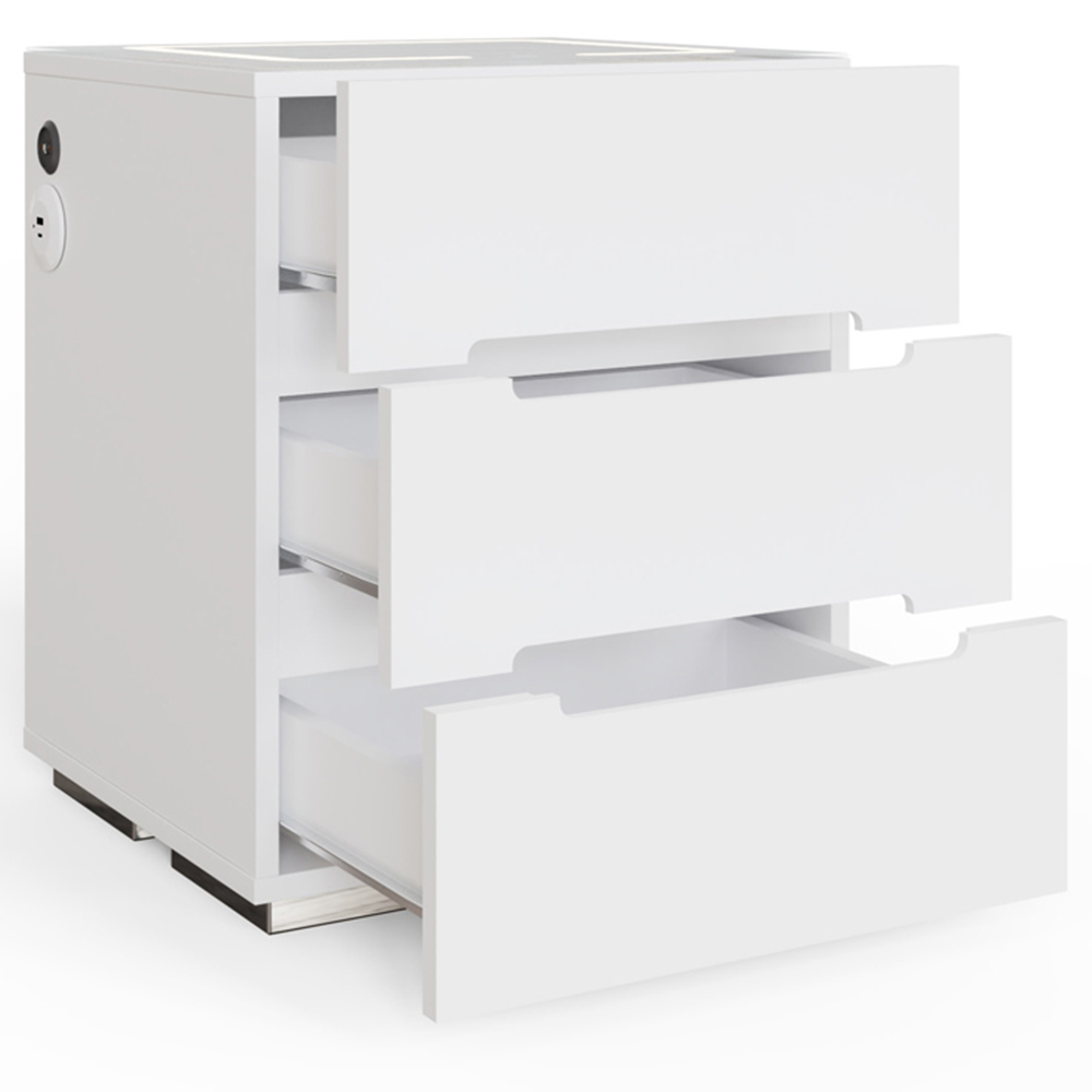 GFW Riley 3 Drawer White Smart Bedside Table Image 2