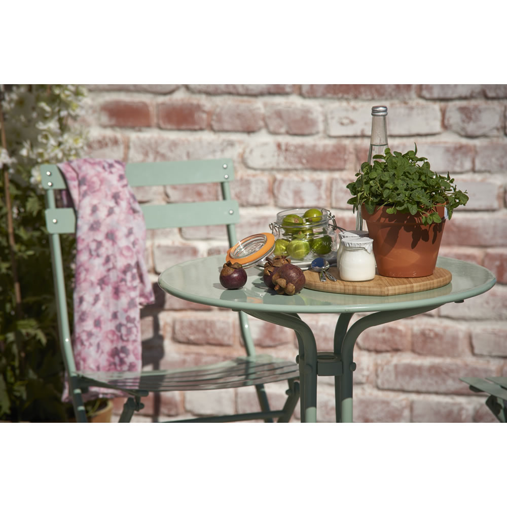 Wilko Metal Garden Bistro Set Sage Green Image 2