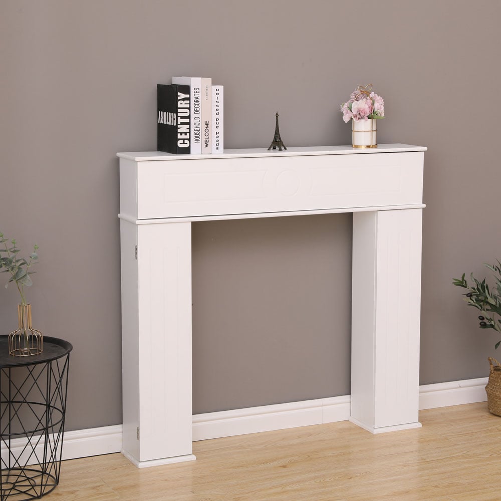 FurnitureHMD 3 Door White Fireplace Surround Edge Storage Unit Image 9