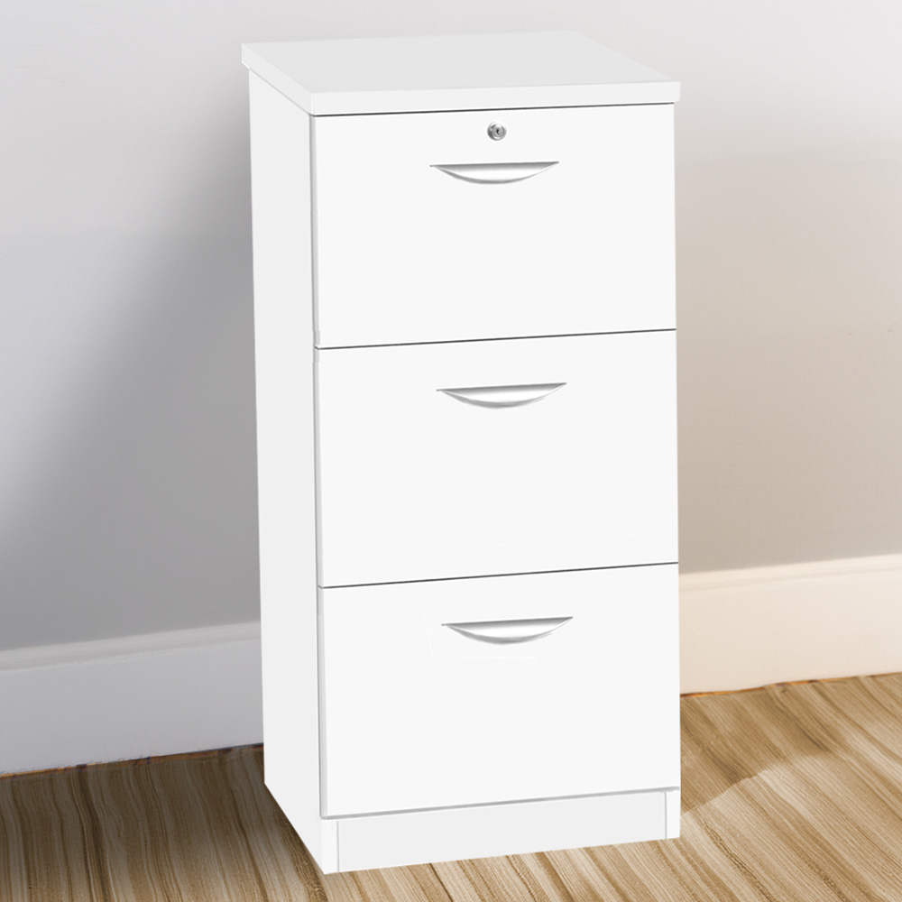 R White Cabinets 3 Drawer White Filing Cabinet Image 1