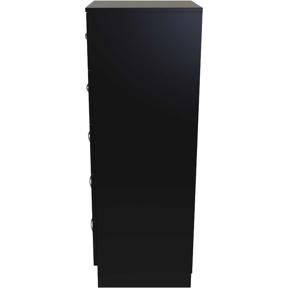 Crowndale Avon 5 Drawer Black Matt Tall Bedside Cabinet Ready Assembled Image 3