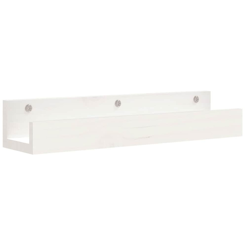 vidaXL 50 x 12 x 9cm Set of 2 White Solid Wood Pine Wall Shelf Image 1