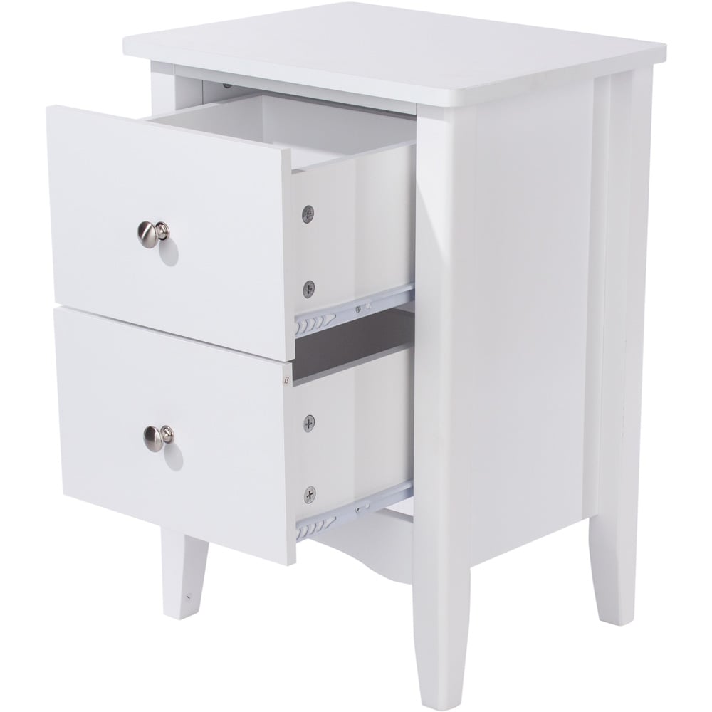 Como 2 Drawer White Bedside Table Image 4