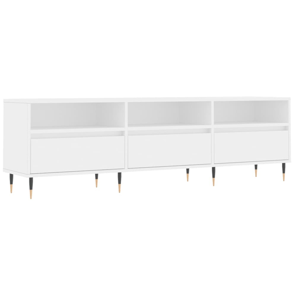 vidaXL 3 Door 3 Shelf White TV Cabinet Image 2